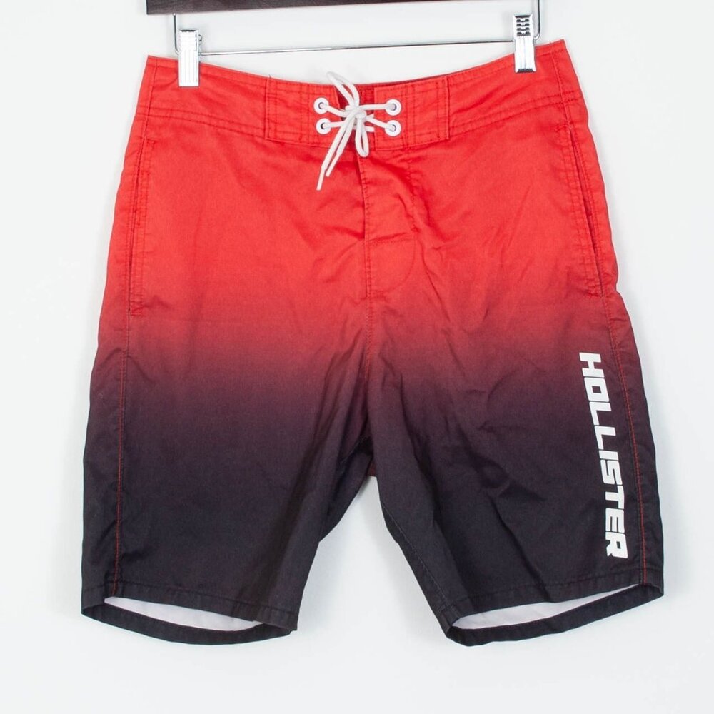 Hollister Mens Swim Shorts Bathing Suit Size 26 Red Ombre‎ Summer